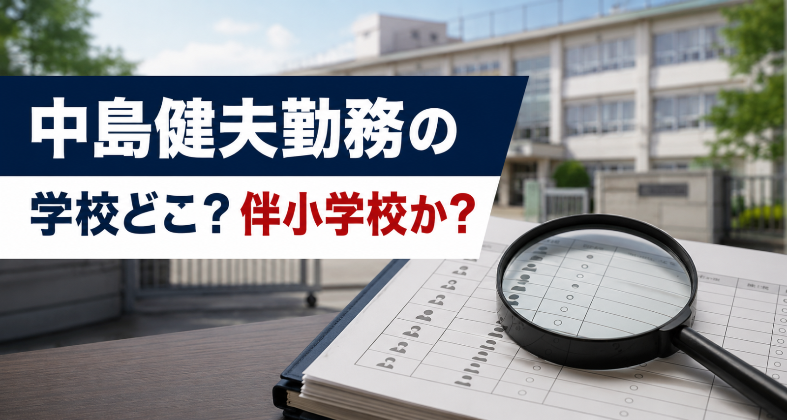中島健夫が勤務していた学校は伴小学校かを調査
