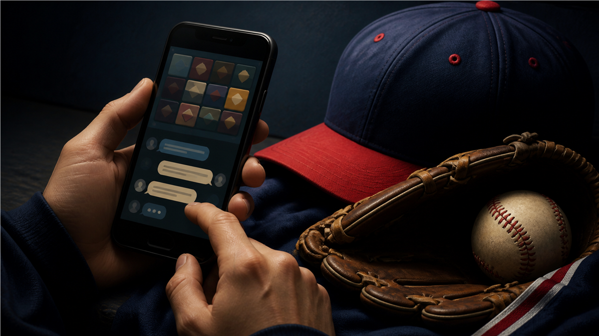 スマートフォンと野球ボールで2015年の報道を表現したイメージ