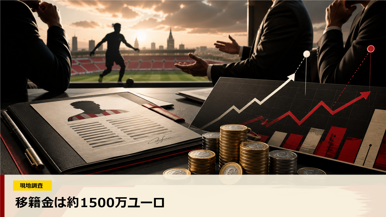 上田綺世の移籍金を検討するクラブ関係者のイメージ