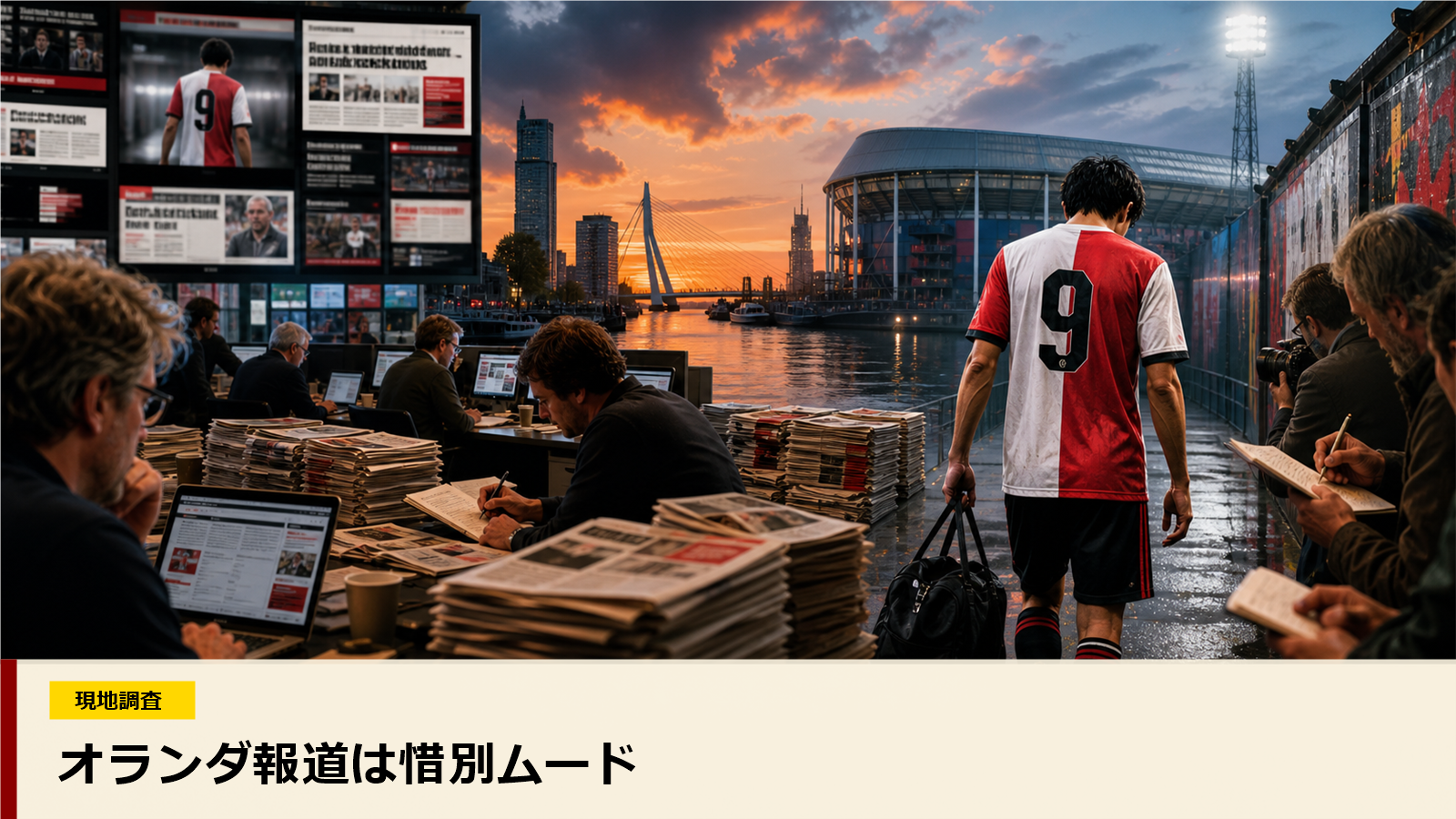 オランダメディアが上田綺世の移籍を報じるイメージ