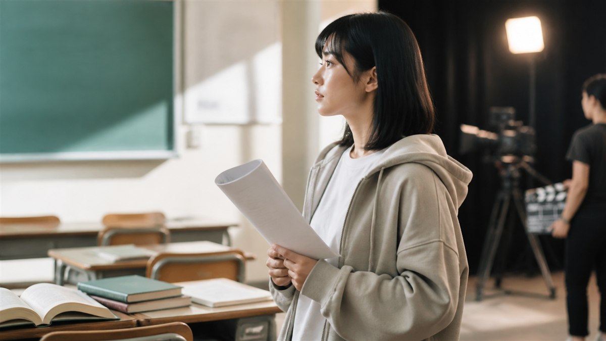 学業と俳優活動を両立する若手女優の匿名イメージ