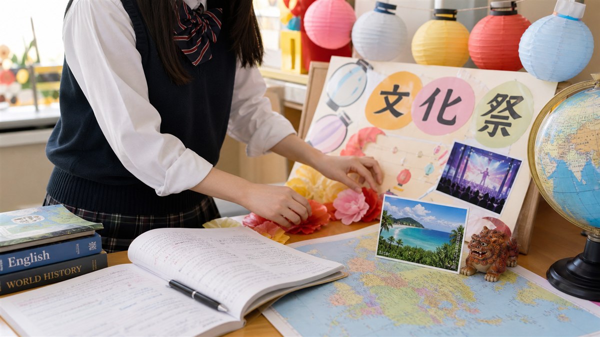 文化祭と勉強と沖縄への修学旅行を表す匿名イメージ