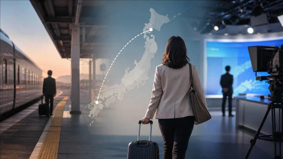 NHKの地方局異動と恋愛の変化を表すイメージ